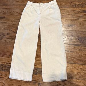 Express Cream Textured Trousers